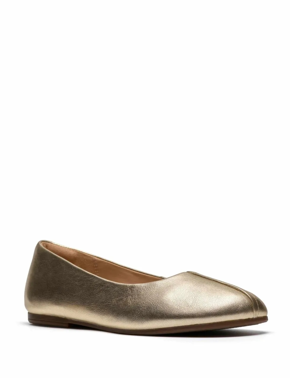 Leather Metallic Slip On Ballet Pumps