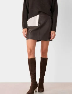 Leather Mini A-Line Skirt