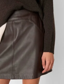Leather Mini A-Line Skirt