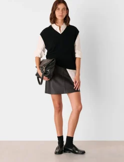 Leather Mini A-Line Skirt