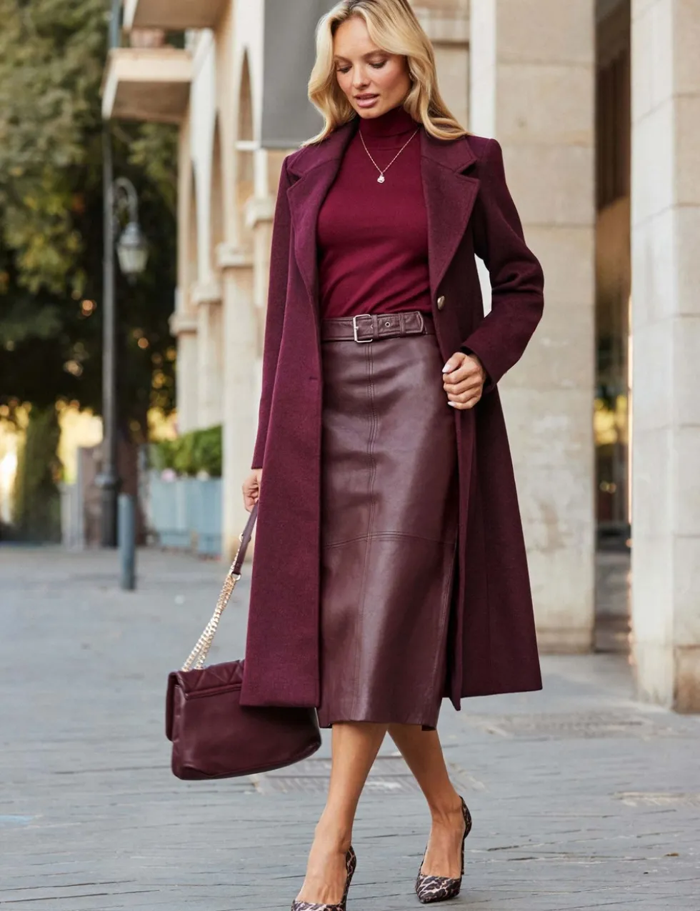 Leather Panelled Midi Pencil Skirt