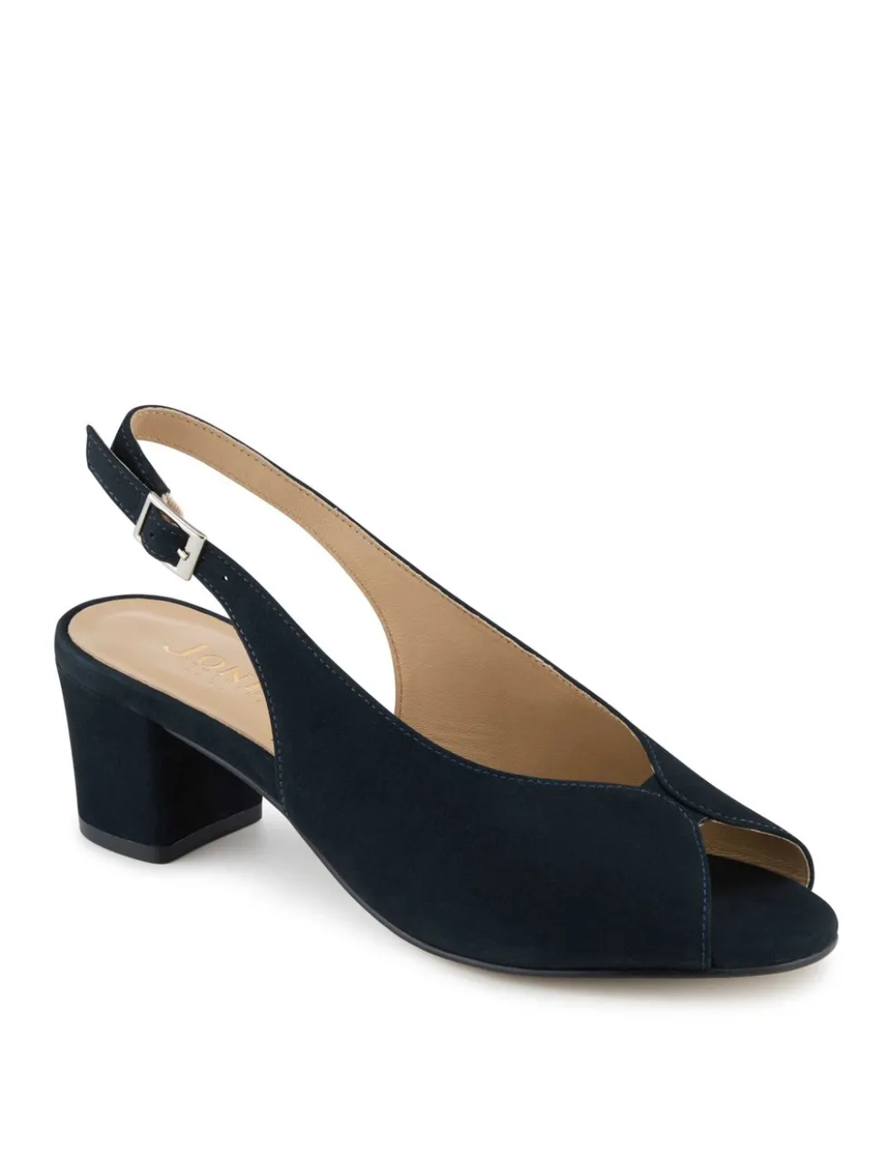 Leather Peep Toe Slingback Court Shoes