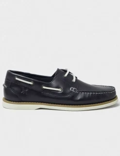 Leather Pull On Lace Up Deck Shoes