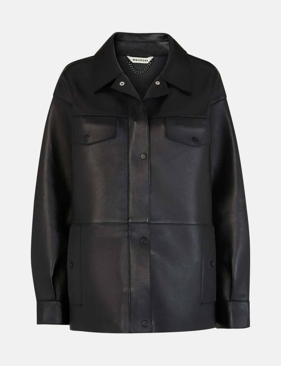 Leather Relaxed Collared Biker Jacket