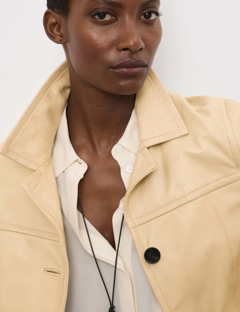 Leather Revere Collar Jacket