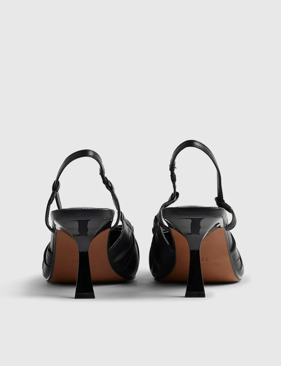 Leather Ruched Bow Slingback Court Heels
