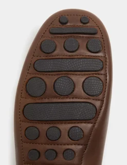 Leather Saddle Driving Loafers