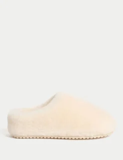 Leather Shearling Mule Slippers