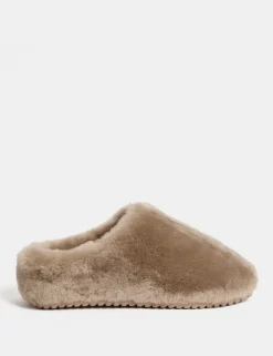 Leather Shearling Mule Slippers
