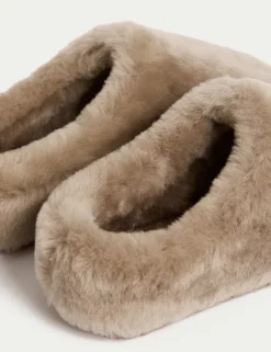 Leather Shearling Mule Slippers