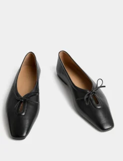 Leather Slip On Flat Pumps
