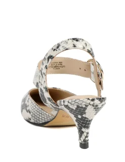 Leather Snake Print Kitten Heel Court Shoes