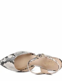 Leather Snake Print Kitten Heel Court Shoes