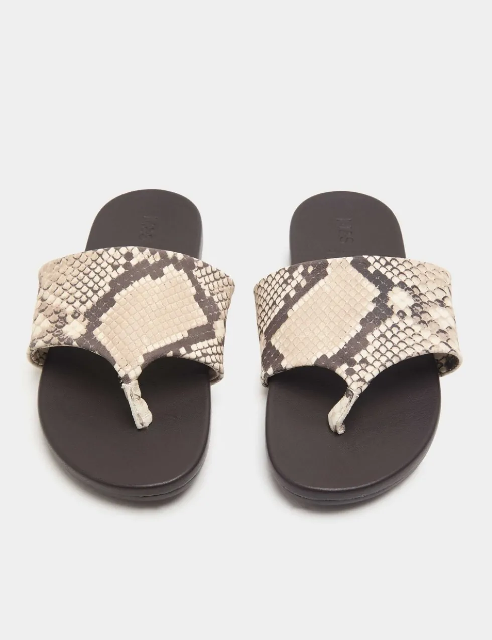 Leather Snake Print Toe Post Mules