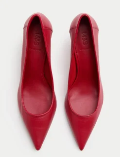 Leather Stiletto Heel Pointed Court Shoes