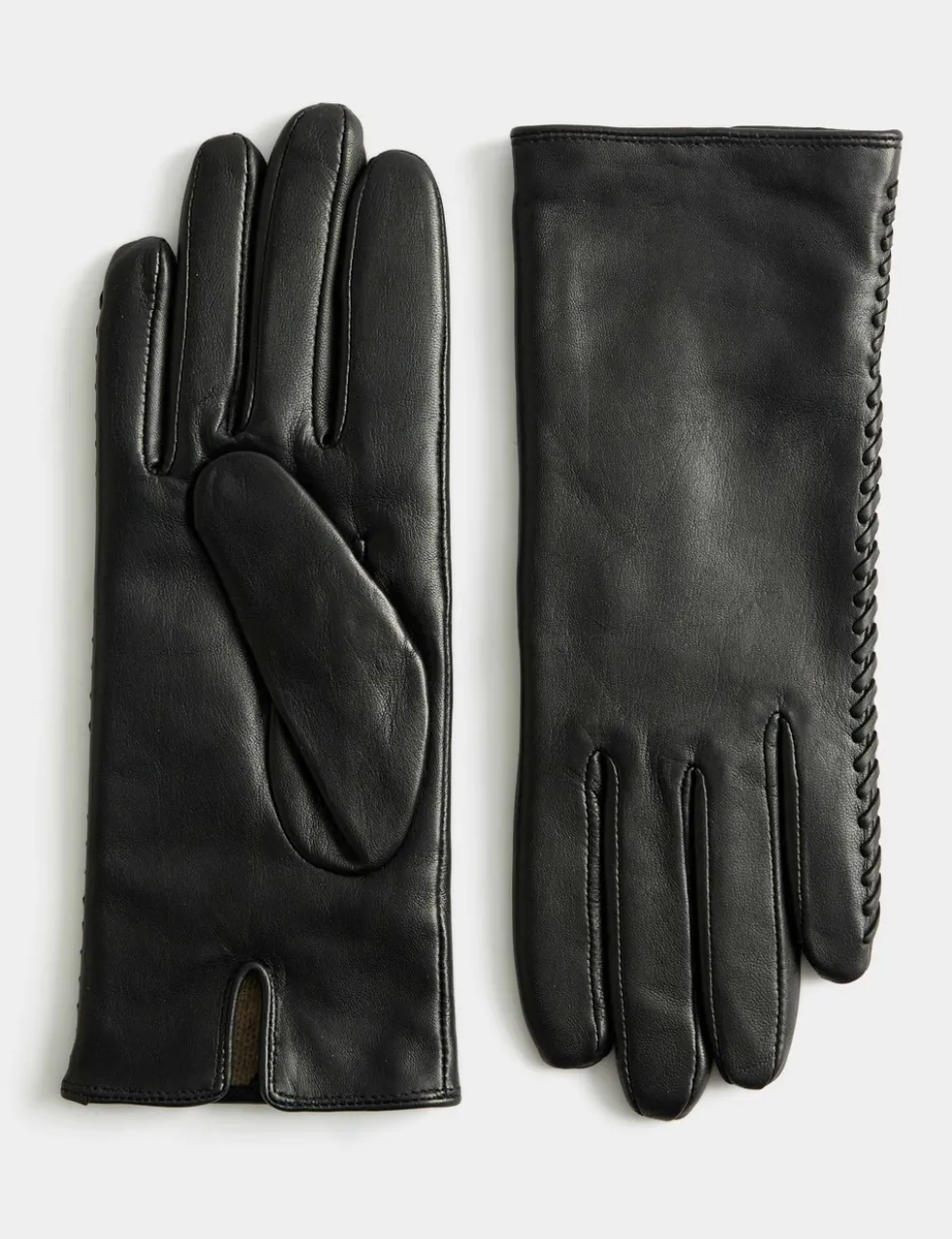 Leather Stitch Detail Cashmere Lined Gloves