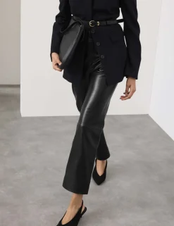 Leather Straight Leg Trousers