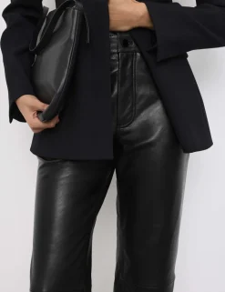 Leather Straight Leg Trousers