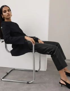 Leather Straight Leg Trousers
