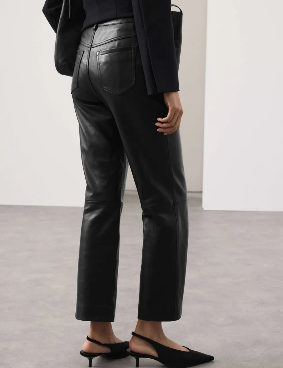 Leather Straight Leg Trousers