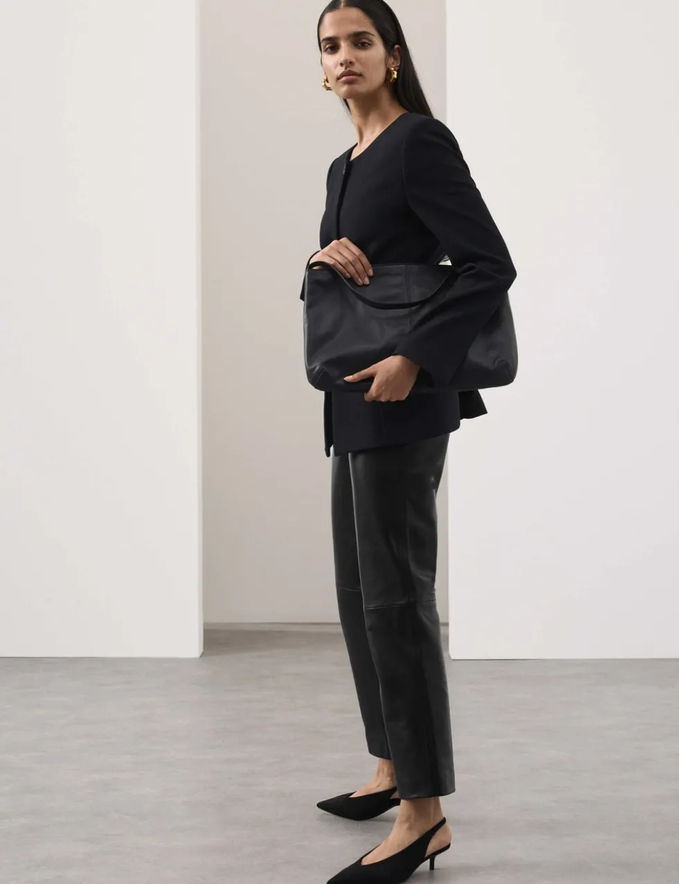 Leather Straight Leg Trousers
