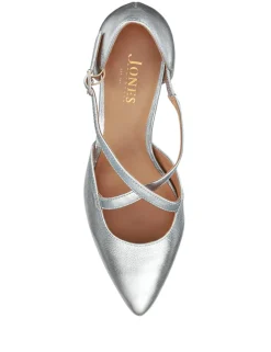 Leather Strappy Kitten Heel Pointed Court Shoes