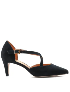 Leather Strappy Kitten Heel Pointed Court Shoes