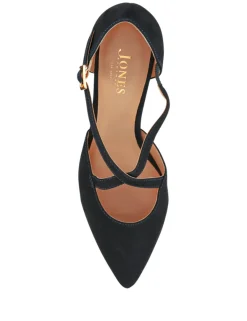 Leather Strappy Kitten Heel Pointed Court Shoes