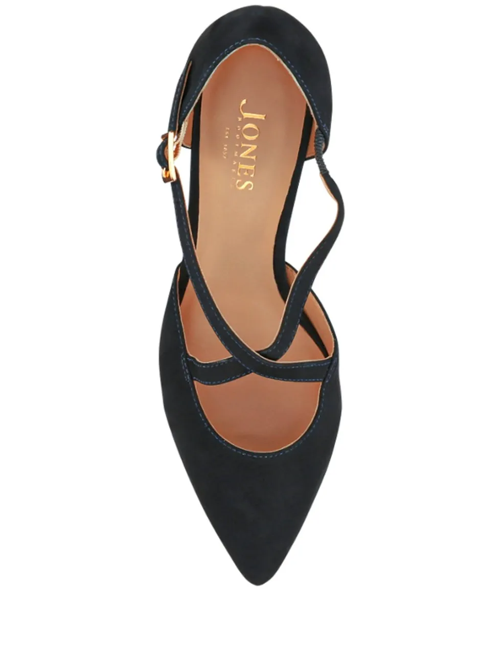 Leather Strappy Kitten Heel Pointed Court Shoes