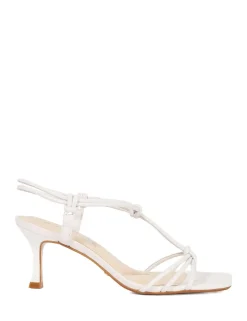 Leather T-Bar Strappy Kitten Heel Sandals