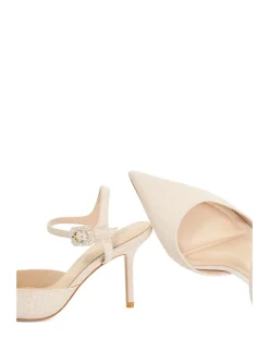 Leather Wide Fit Kitten Heel Slingback Sandals
