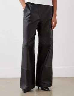 Leather Wide Leg Trousers