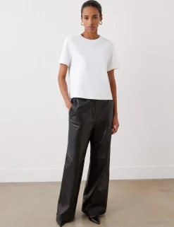 Leather Wide Leg Trousers