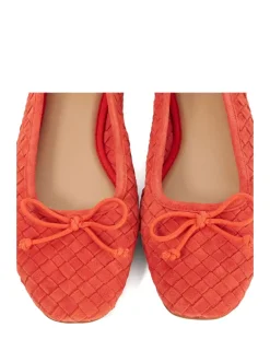 Leather Woven Flat Ballet Pumps