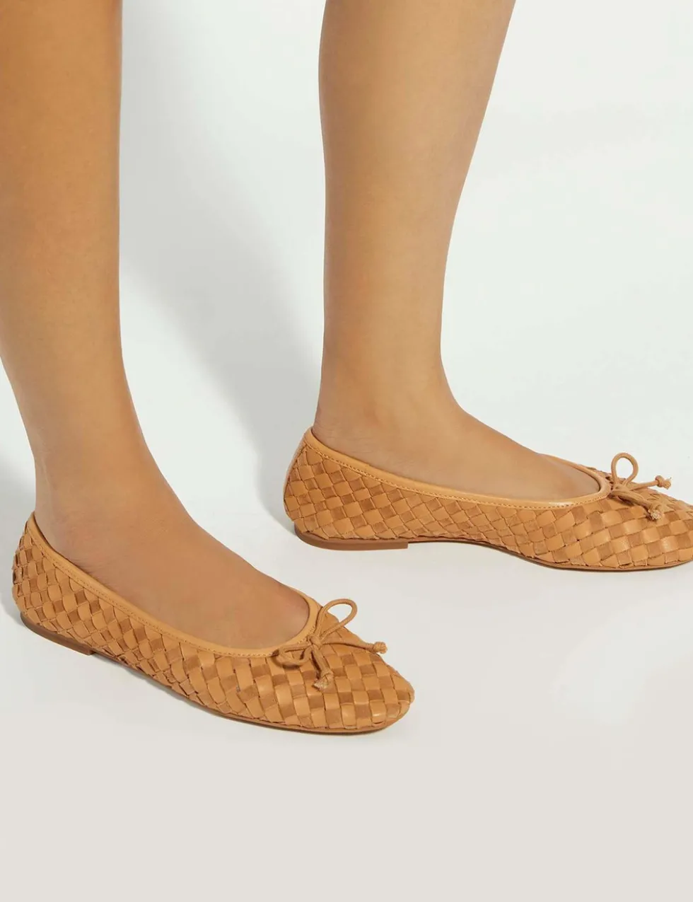Leather Woven Flat Ballet Pumps