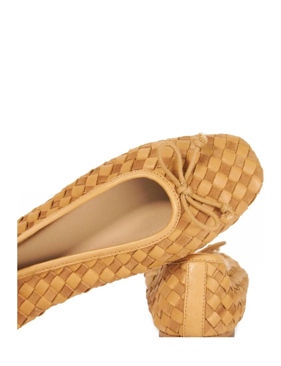 Leather Woven Flat Ballet Pumps
