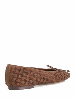 Leather Woven Flat Ballet Pumps