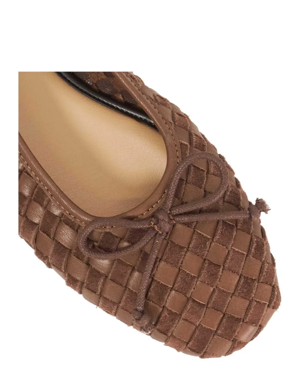 Leather Woven Flat Ballet Pumps