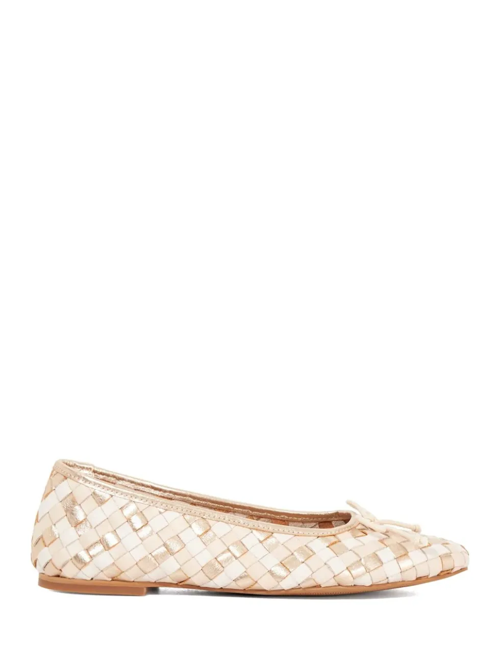 Leather Woven Flat Ballet Pumps