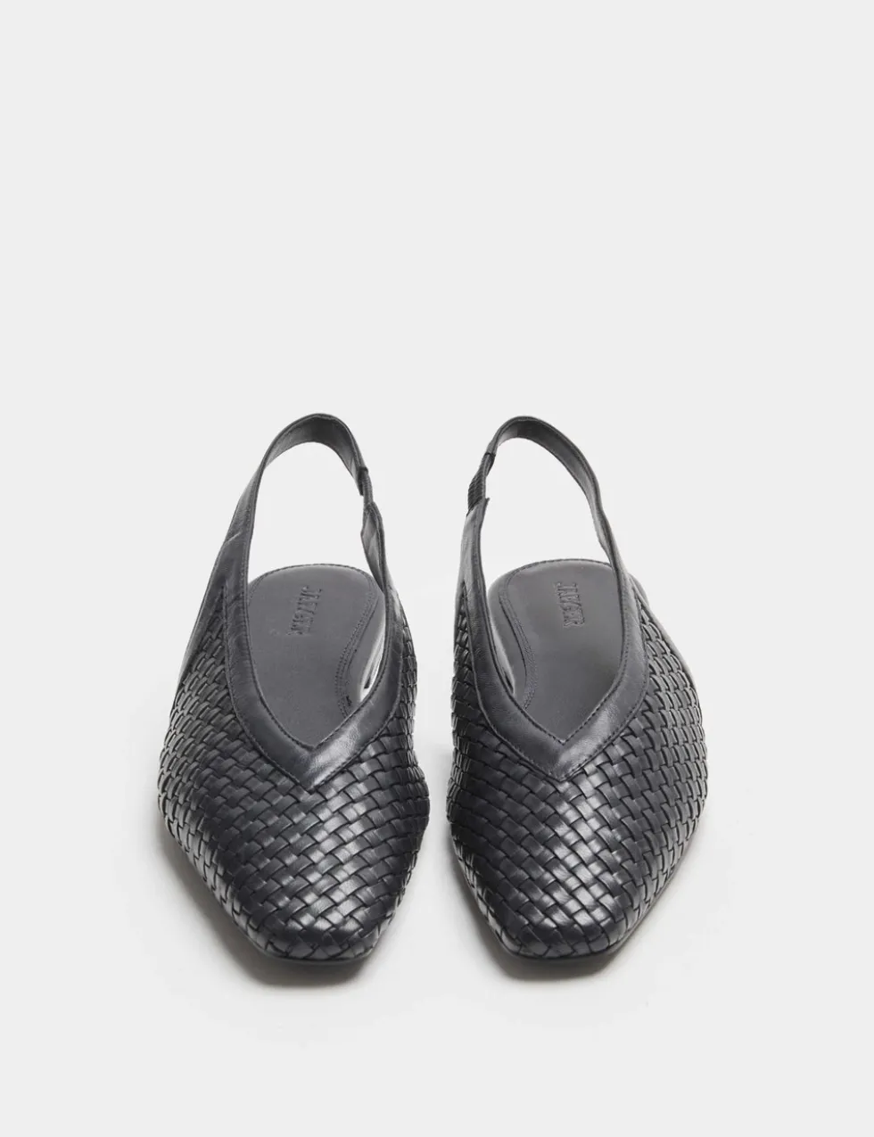 Leather Woven Flat Slingback Shoes