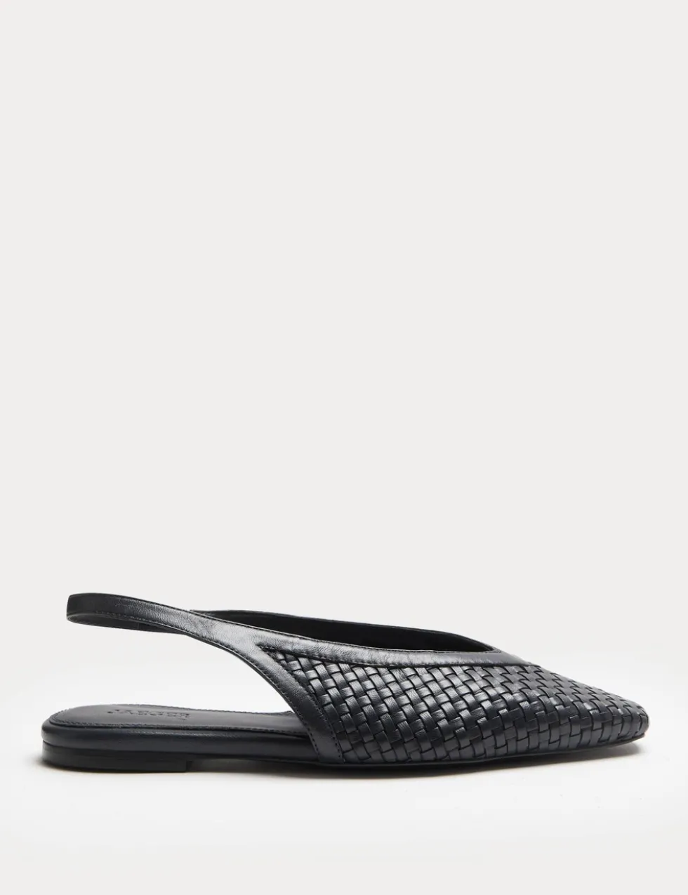 Leather Woven Flat Slingback Shoes