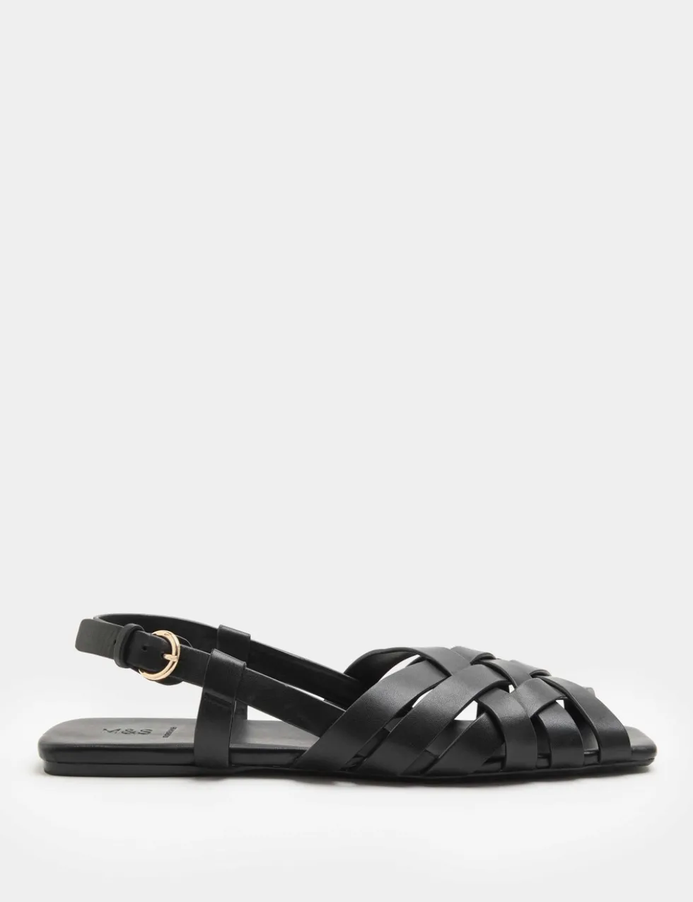 Leather Woven Flat Slingback Sandals