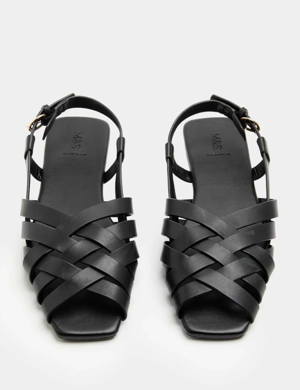 Leather Woven Flat Slingback Sandals