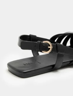 Leather Woven Flat Slingback Sandals