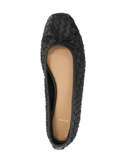 Leather Woven Slip On Flat Ballet Pumps