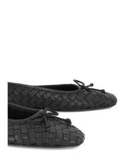 Leather Woven Slip On Flat Ballet Pumps
