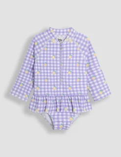 Lemon Gingham Long Sleeve Swimsuit (6 Mths - 6 Yrs)