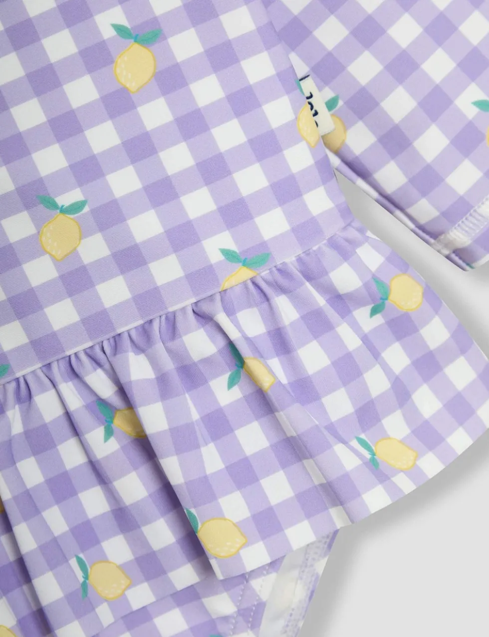Lemon Gingham Long Sleeve Swimsuit (6 Mths - 6 Yrs)