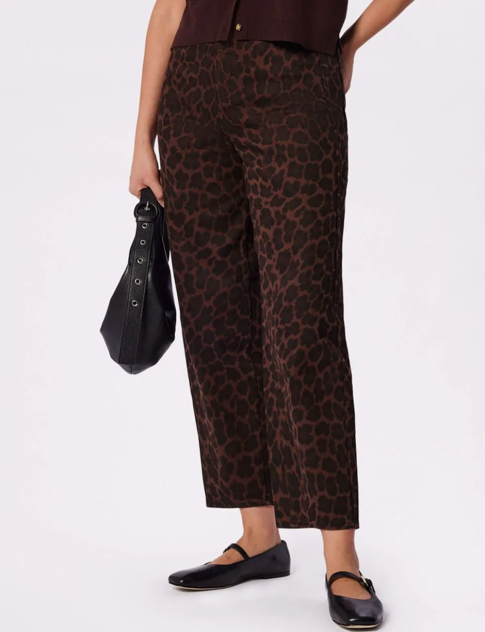 Leopard Print Barrel Cropped Jeans