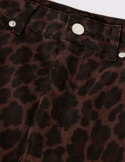 Leopard Print Barrel Cropped Jeans